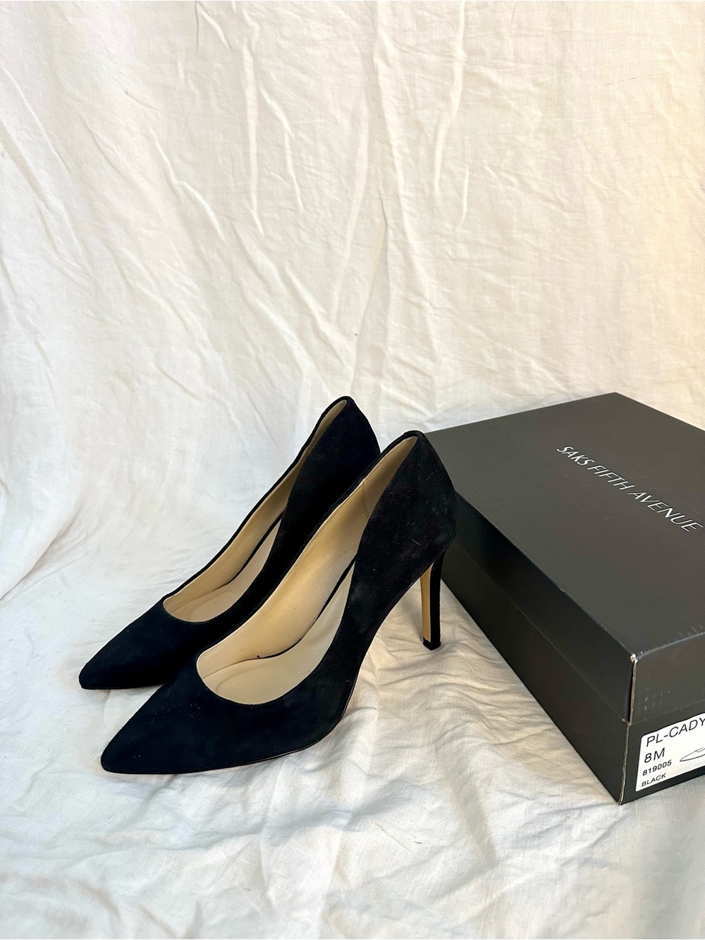 Saks Fifth Avenue Black Suede Pointed-Toe Stilettos
